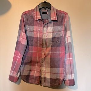 Men’s small button up - pink/gray
